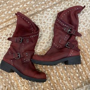 Moto boots - wine colored
